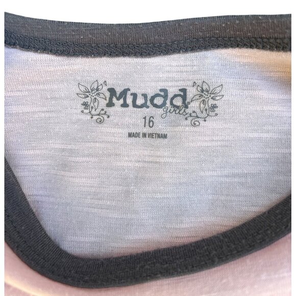Mudd Girls Youth T-Shirt Size 16 Pink Heart Graphic Striped Design Short Sleeve - Picture 2 of 4
